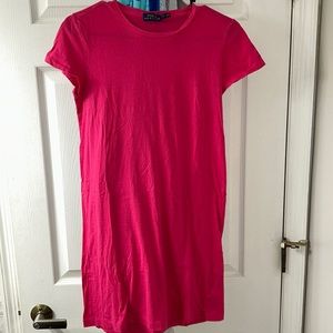 Pink Polo mini tshirt dress like green horse on right sleeve